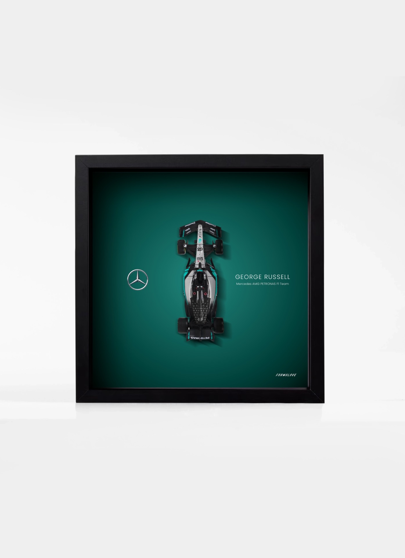 George Russell Premium obraz s logom tímu a modelom F1 W16
